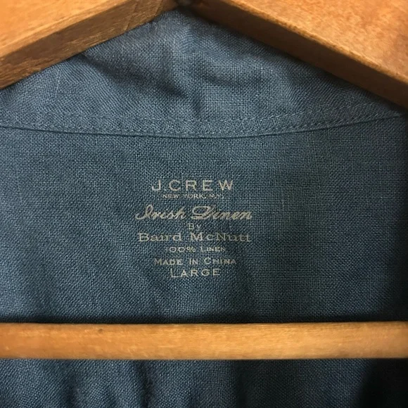 J Crew Irish Linen Blue Button Down Shirt Men’s Size L Baird McNutt - Picture 2 of 5